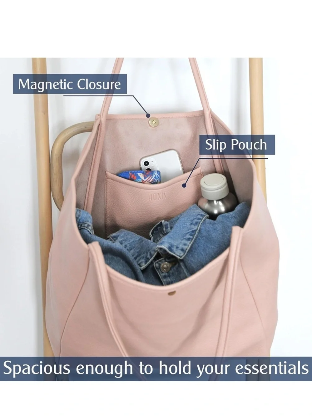 Oversize Leather Tote Weekender Bag Shopper Handbag Travel Purse